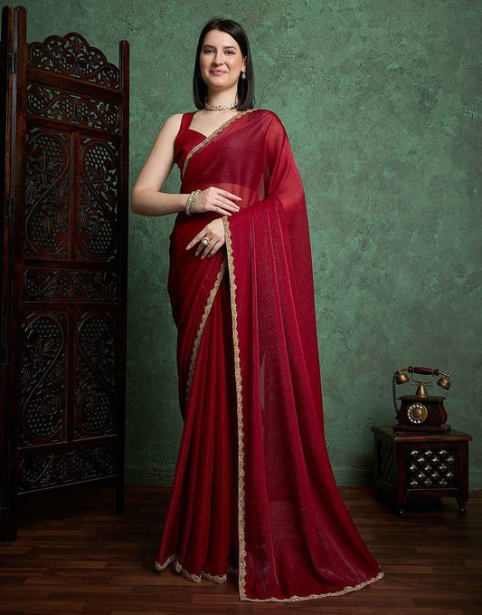 Maroon Fendy Chiffon Sarees