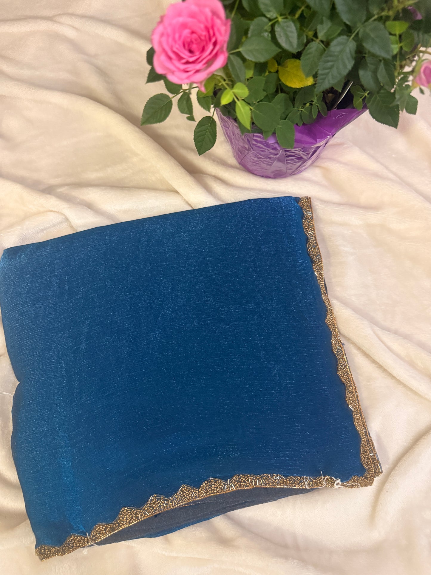 Deep Peacock fendy saree