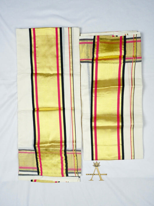 Kerala Set Mundu – Red & Black Kara