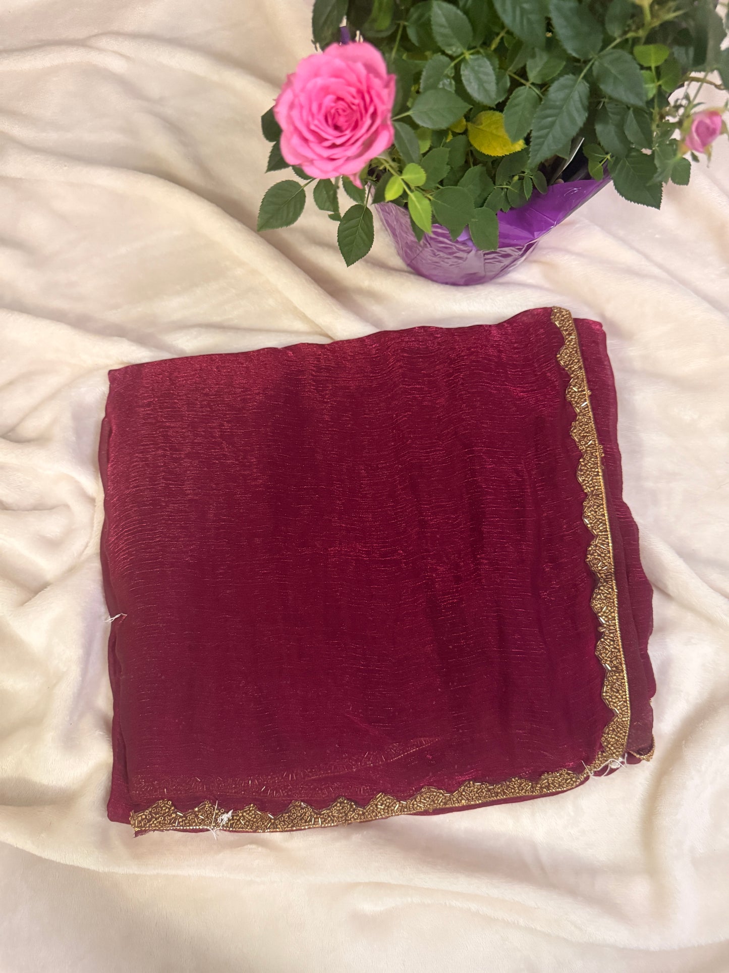 Maroon Fendy Chiffon Sarees