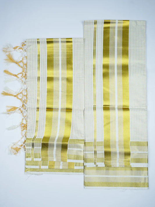 KERALA GOLDEN KASAV MICRO CHECK SETMUNDU